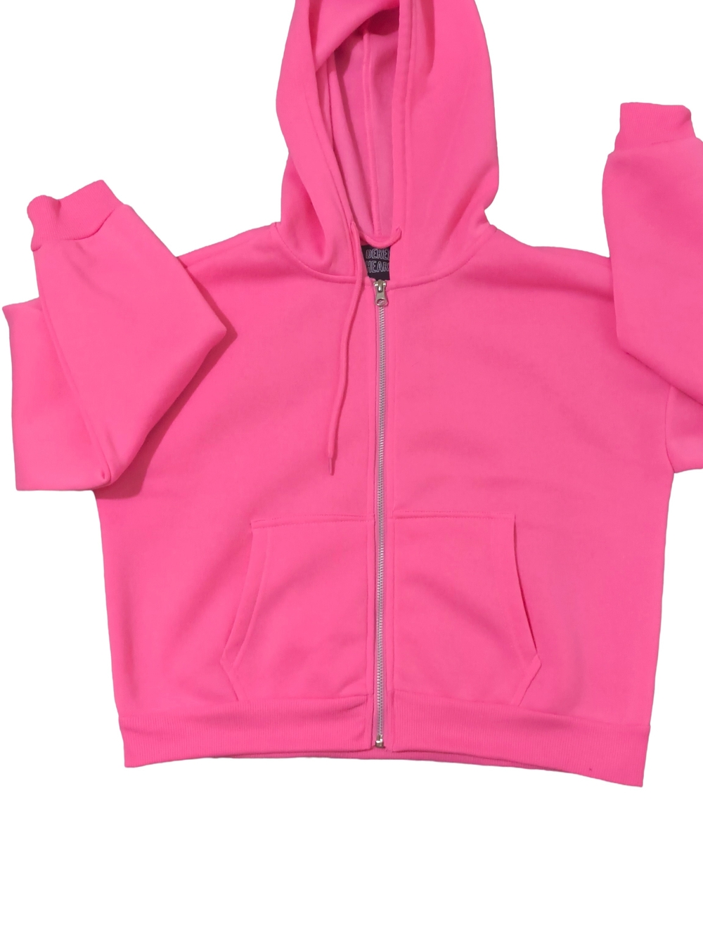 Women's Pink Zip-Up Cropped Hoodie Jacket